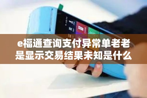e福通查询支付异常单老老是显示交易结果未知是什么原因